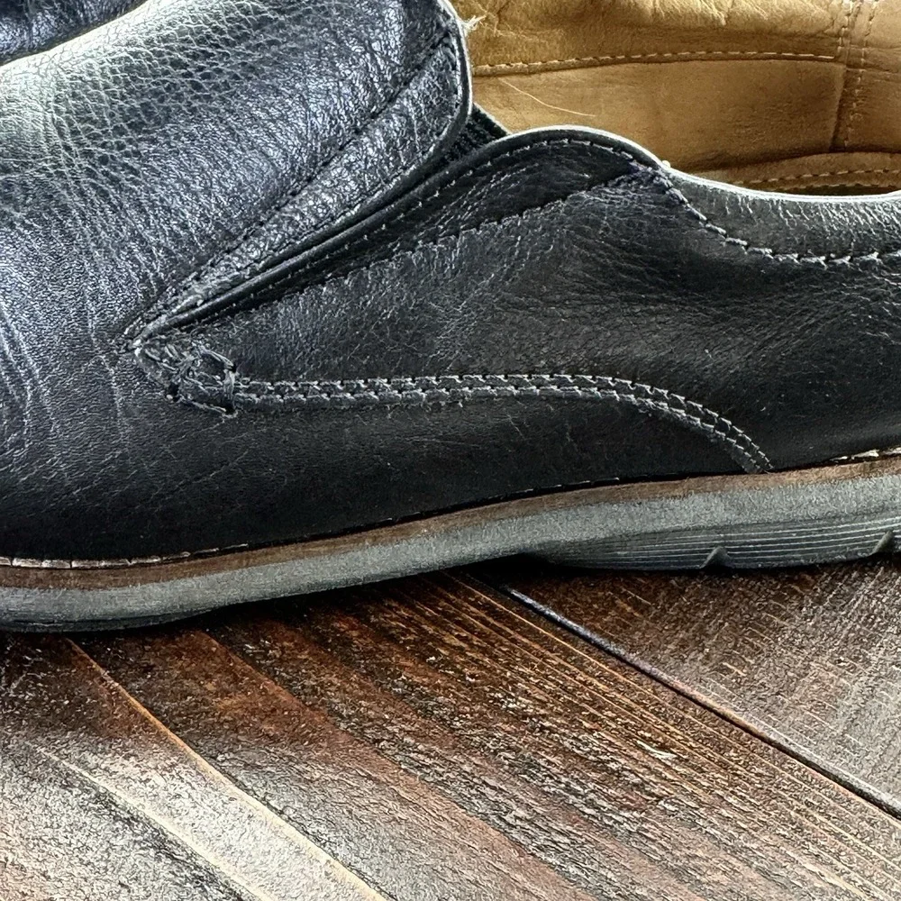 De La Rentis Black Pebble Grain Leather Slip On‎ Loafers #AC-1103 Men's Size 9 M